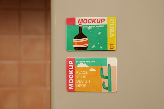 Magnet mockup design on fridge