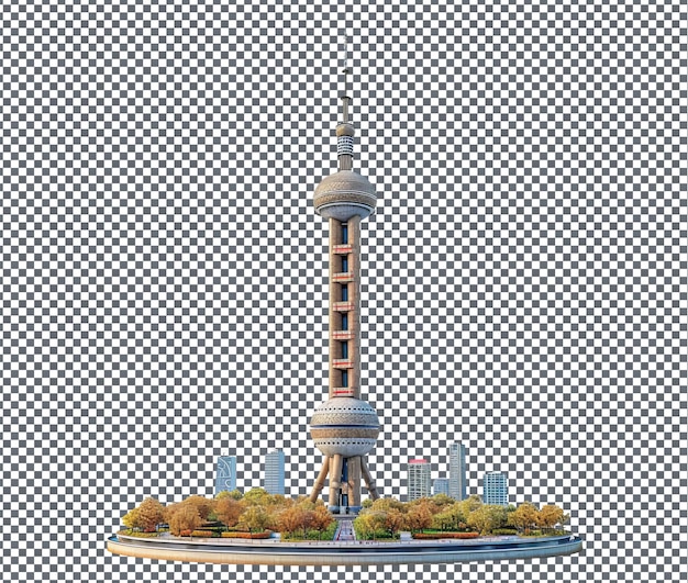 Magnificent Central Radio and TV Tower isolated on transparent background