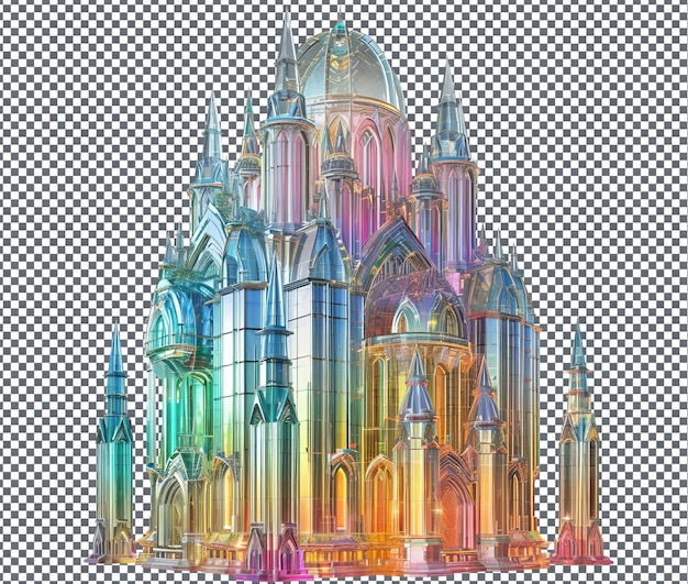 PSD magnificent crystal cathedral isolated on transparent background