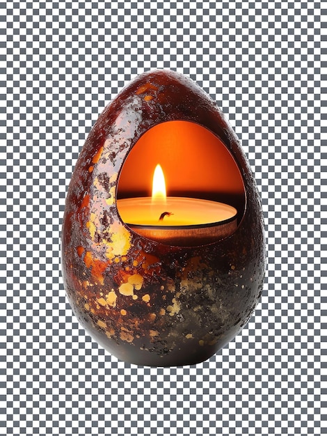 PSD magnificent egg shaped candle holder isolated on transparent background