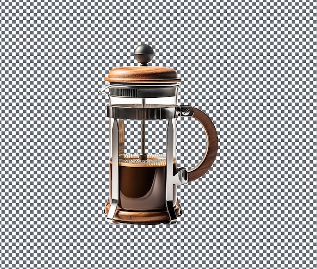 Magnificent French press coffee isolated on transparent background