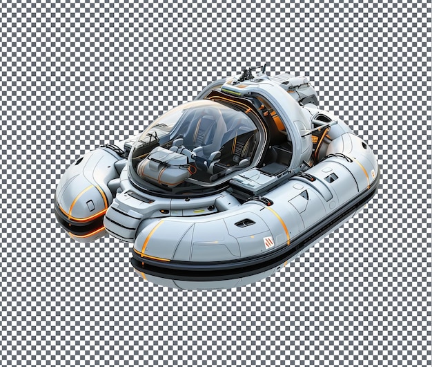 Magnificent Futuristic hovercraft designed isolated on transparent background