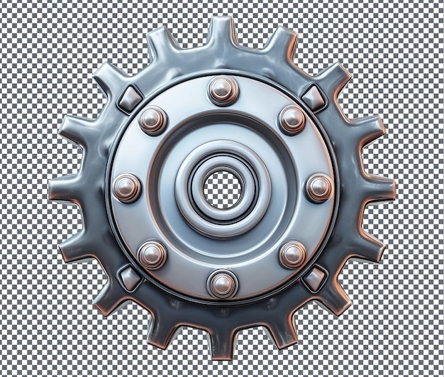 PSD magnificent gear and shield isolated on transparent background