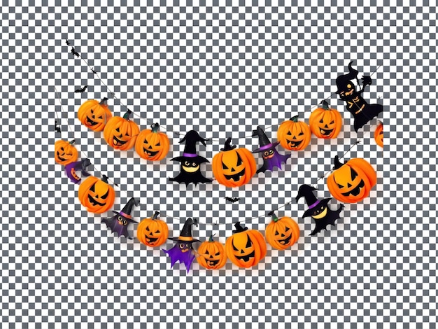 PSD magnificent halloween garland isolated on transparent background