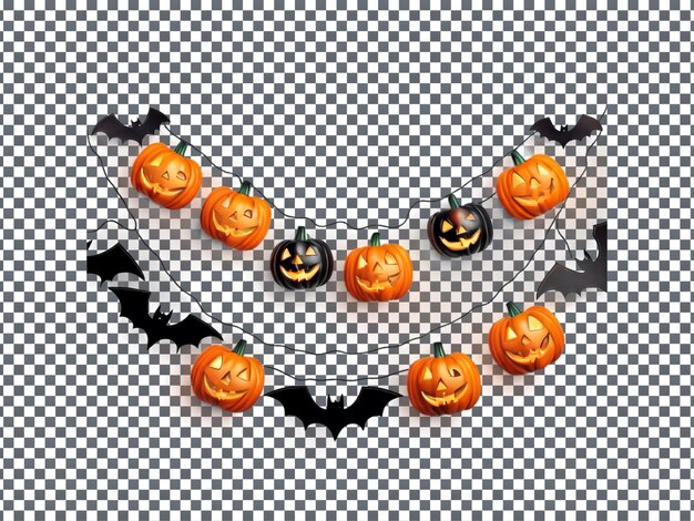 PSD magnificent halloween garland isolated on transparent background