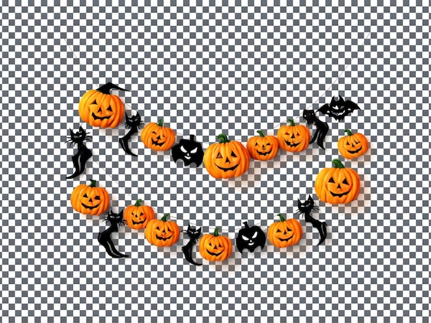 PSD magnificent halloween garland isolated on transparent background