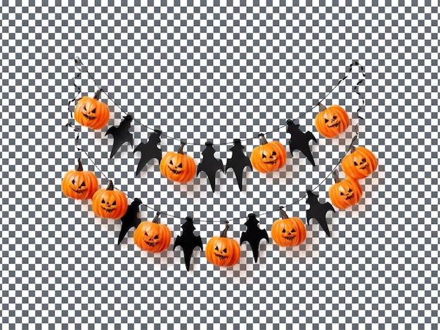 PSD magnificent halloween garland isolated on transparent background