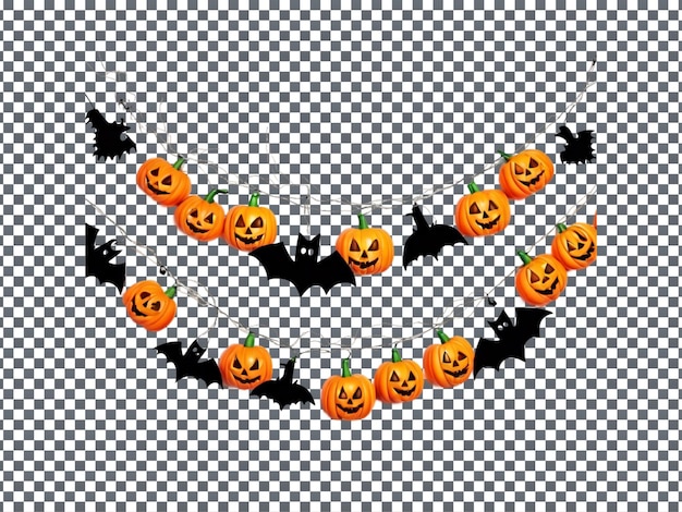 PSD magnificent halloween garland isolated on transparent background