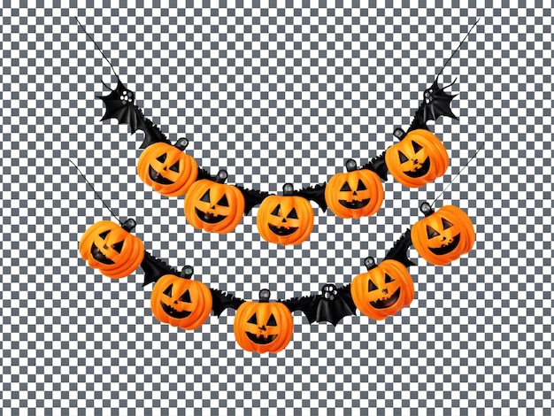 PSD magnificent halloween garland isolated on transparent background