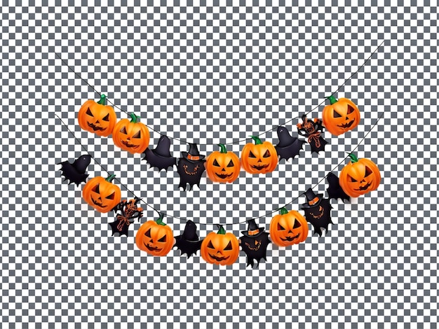 PSD magnificent halloween garland isolated on transparent background