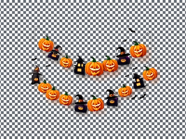 Magnificent Halloween Garland isolated on transparent background