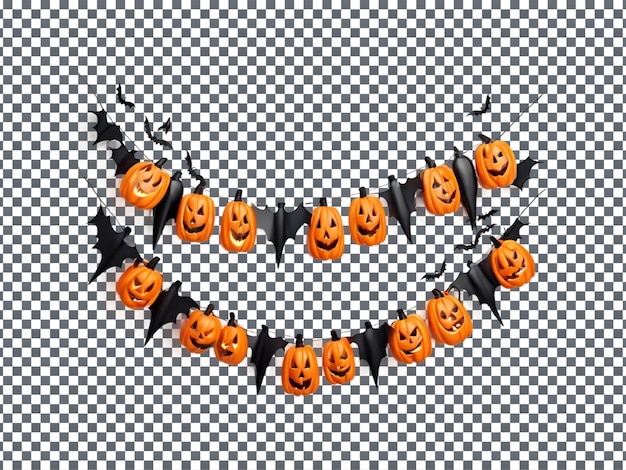 PSD magnificent halloween garland isolated on transparent background