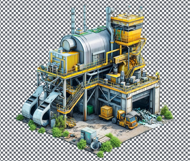 PSD magnificent industrial recycling plant isolated on transparent background