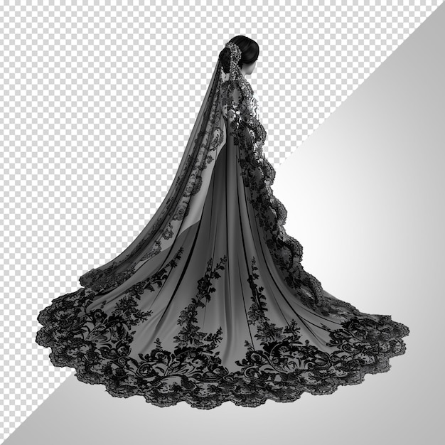 PSD magnificent lace bridal dress isolated on transparent background