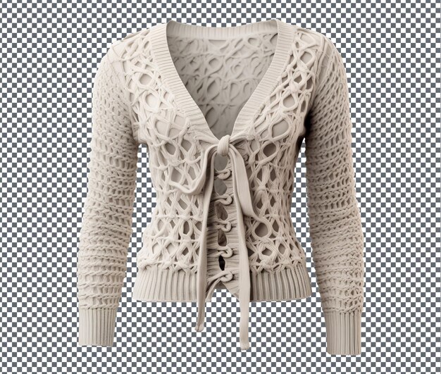 Magnificent Lace Up Cardigan isolated on transparent background