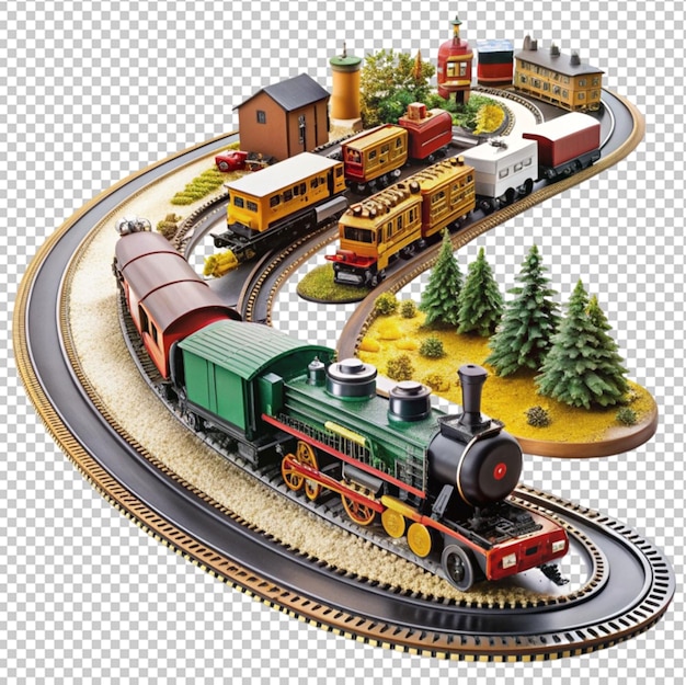 PSD magnificent model train set isolated