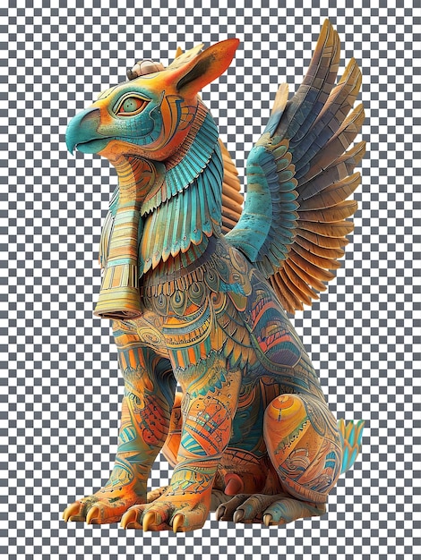 Magnificent Mythological Sphinx Guardian character isolated on transparent background