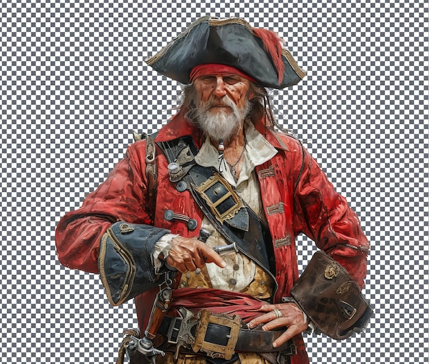 PSD magnificent pirate captain isolated on transparent background