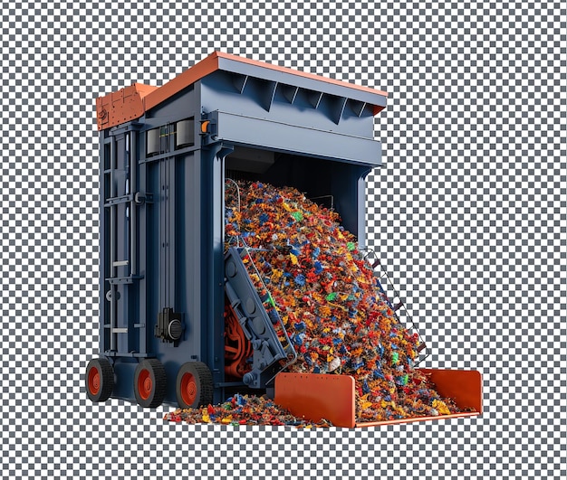 PSD magnificent trash compactor isolated on transparent background