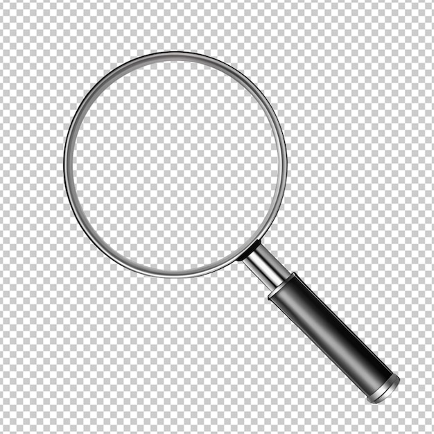 PSD magnifier isolated on transparent background