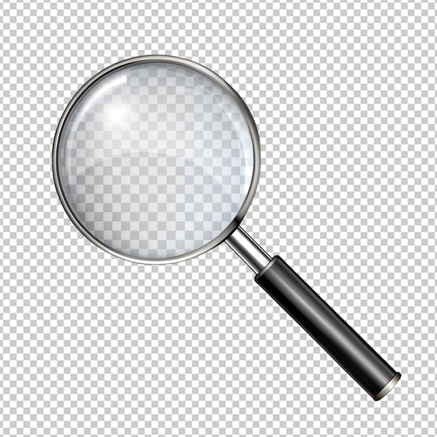 PSD magnifier isolated on transparent background