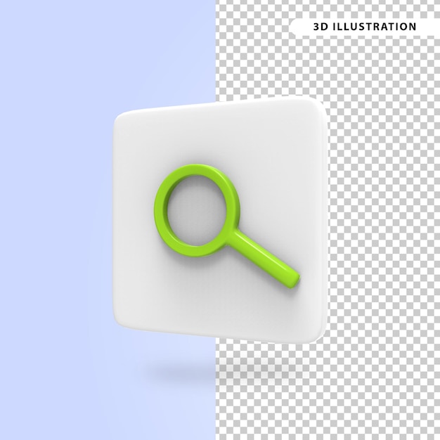 Magnifier search sign or symbol website icon 3d rendering