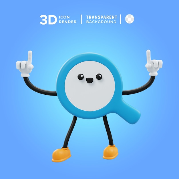 magnify 3D icon pose illustration