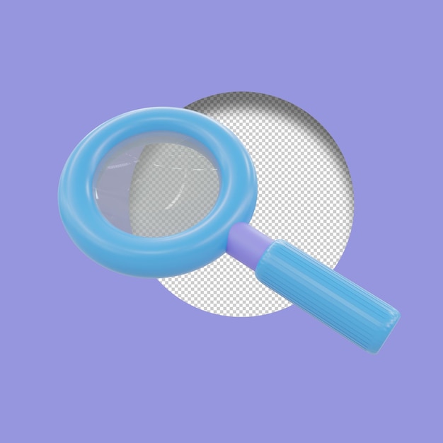 PSD magnifying glass icon 3d render illustration