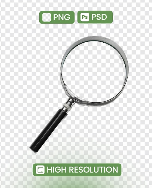 PSD magnifying glass png isolated on transparent background