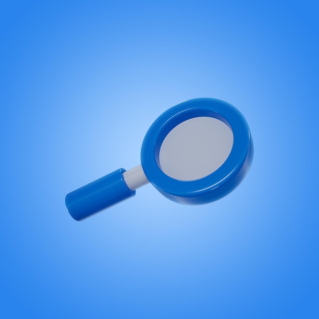 A magnifying glass with a blue background and a blue background.