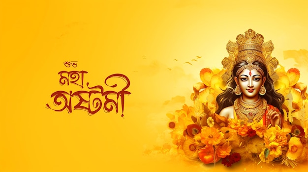 PSD maha ashtamihappy durga puja indian religious banner template