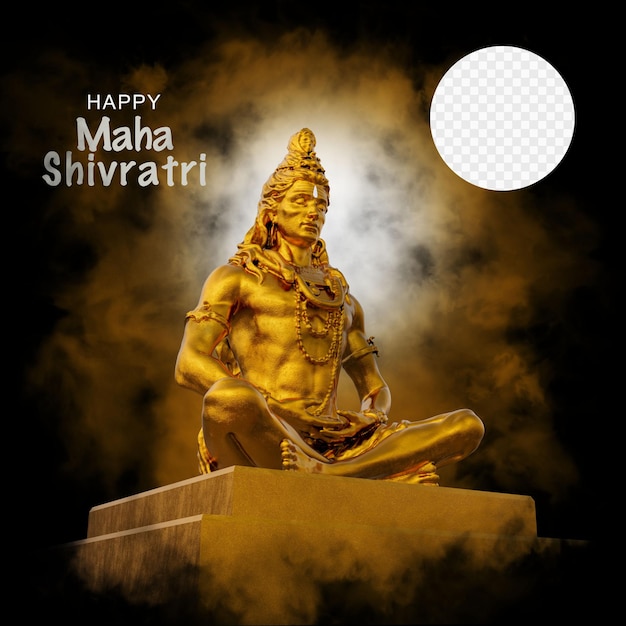 Maha shivratri background with lord shiva 3D Render Image with Transparent Background