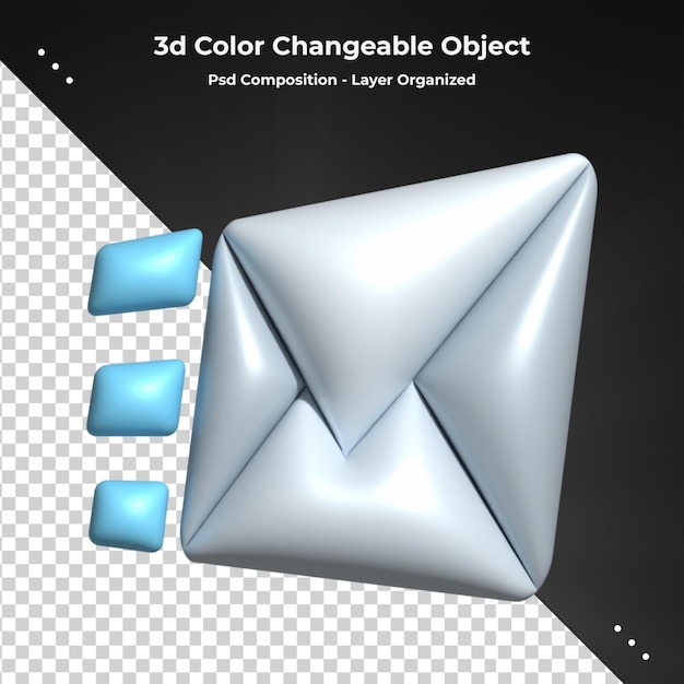 mail envelope icon 3d rendering new message Render email notification with paper plane 3d