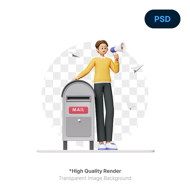 Mail Marketing 3D Illustration Premium Psd