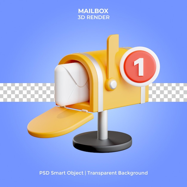 mailbox 3d render isolated premium psd