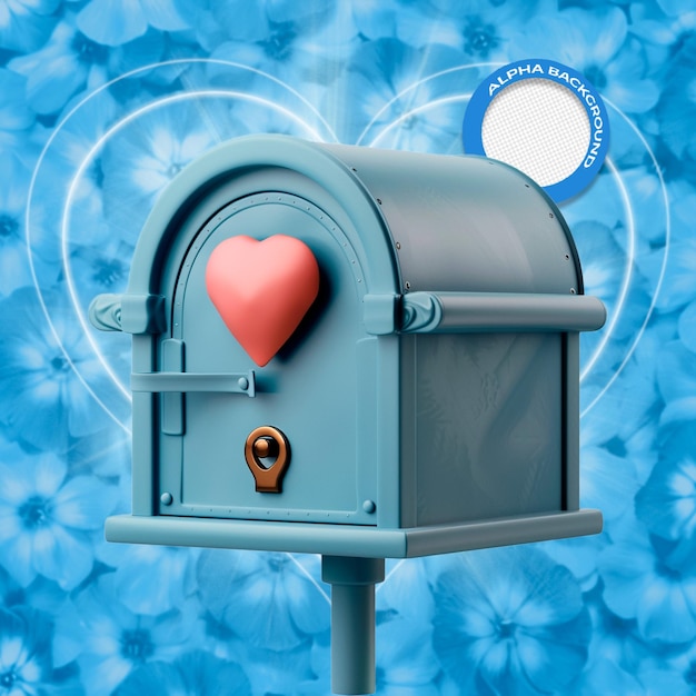 PSD a mailbox with a heart on the front and a heart on the front