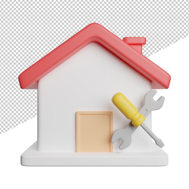 PSD maintenance repair home a house with a wrench on it and a red and white background