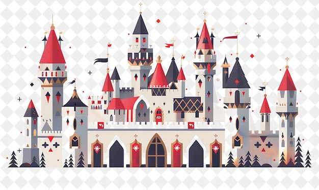 Majestic Christmas Castle With Knights and Princesses Design Illustration Christmas Art Design