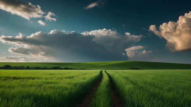 PSD majestic cloud hovers over verdant prairie