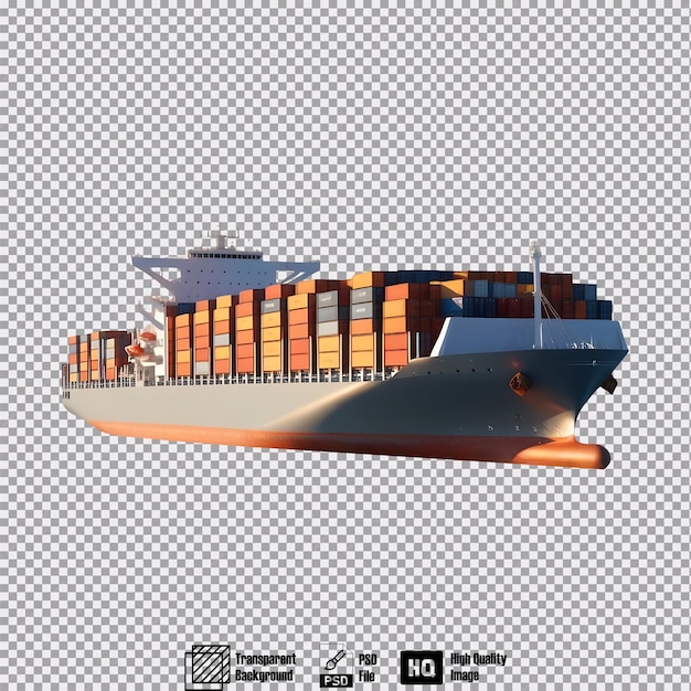 PSD a majestic container cargo ship on transparent background