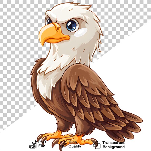 Majestic Eagle Soaring with Wings Spread no background cartoon illustration style with png design