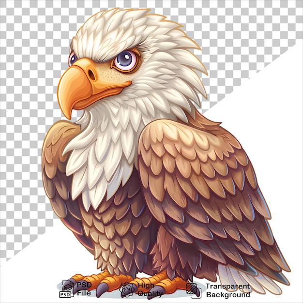 Majestic Eagle Soaring with Wings Spread no background cartoon illustration style with png design