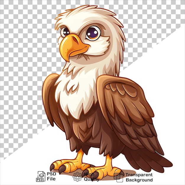 Majestic Eagle Soaring with Wings Spread no background cartoon illustration style with png design