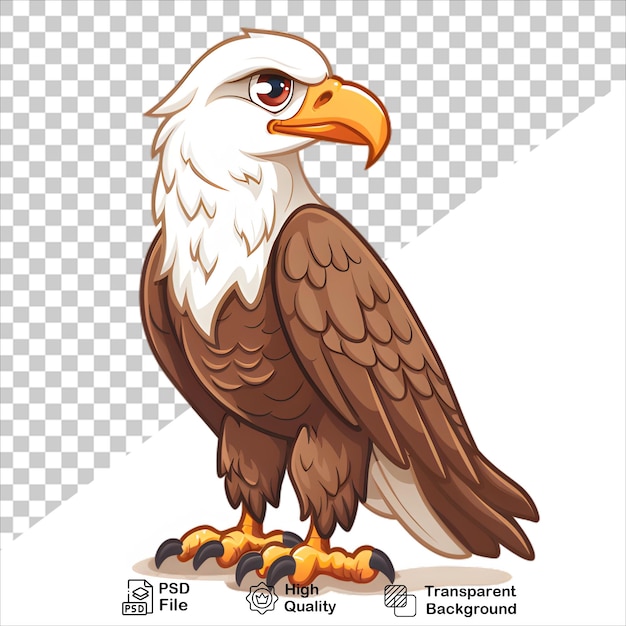 Majestic Eagle Soaring with Wings Spread no background cartoon illustration style with png design