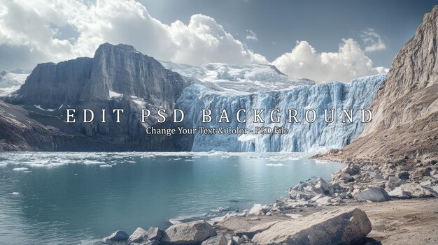 PSD majestic glacier in a breathtaking landscape