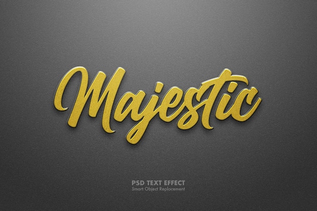 Majestic gold emboss text effect with textured background