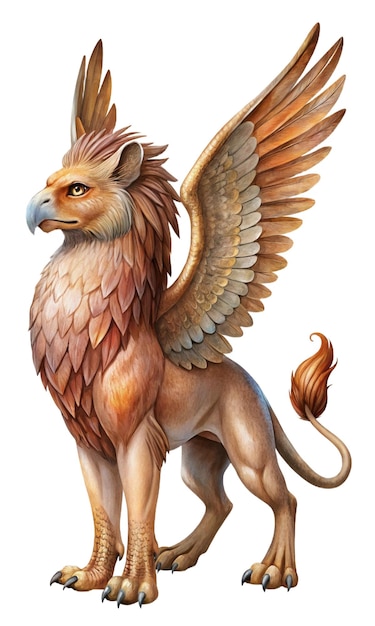 PSD majestic griffin mythical creature with intricate feathers