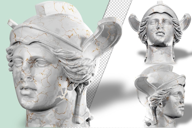 Majestic head of Athena Parthenos statue in stunning 3D render