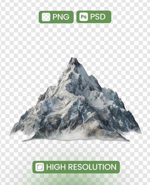 Majestic mountain isolated on a transparent background Nature and adventure concept