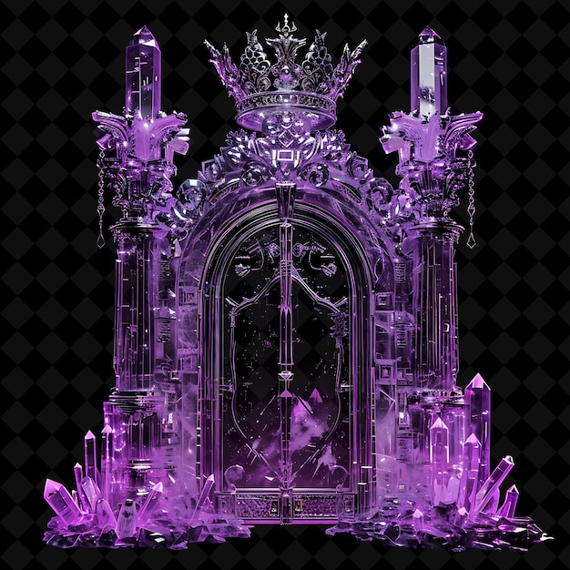 Majestic Royal Palace Gate With Intricate Crown and Scepter PNG Y2K Shape Neon Color Collection